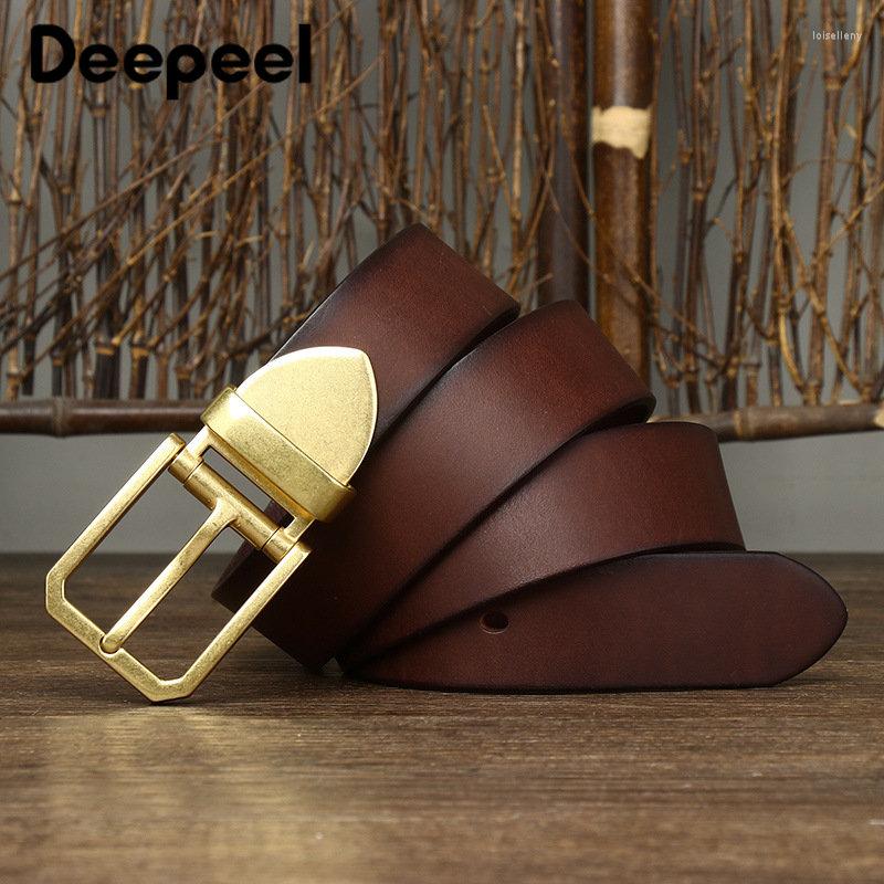 

Belts 1Pc Deepeel 105-125cm Mens Genuine Leather Fashion Brass Pin Buckle Men's Waist Belt Luxury Designer Male Jeans Decorative, Black