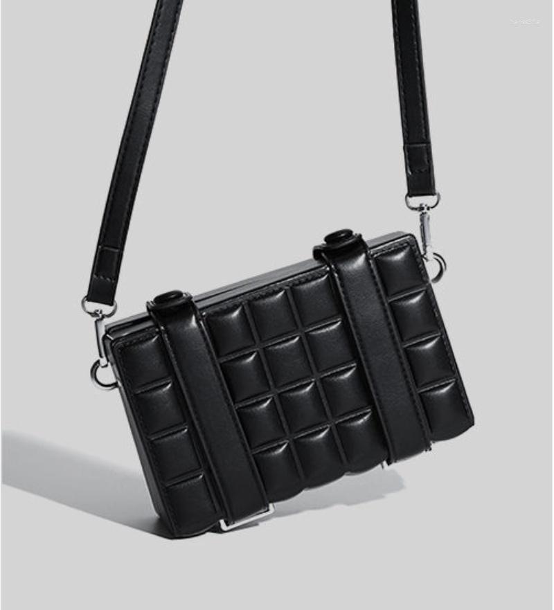 

Evening Bags GENUINE LEATHER Women Bag Spring Solid Box Fashion Shoulder Handbags Pures And Crossbody Girls Unisex, Black