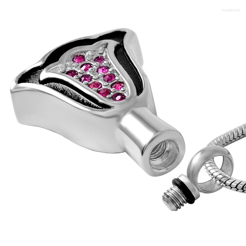 

Chains IJD9512 Stainless Steel Cremation Rose Flower Pendant Inlay Crystal Memorial For Ashes Of Loved Keepsake Urn Necklace Jewelry