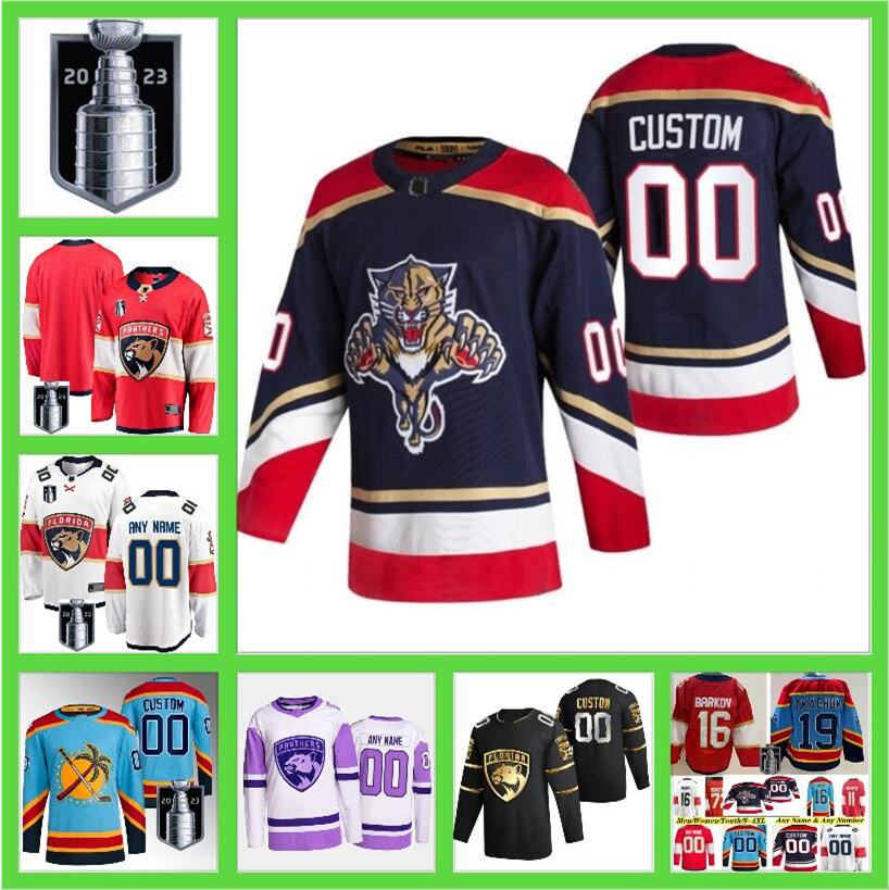 

2023 Stanley Cup Final Hockey Jersey leksander Barkov Matthew Tkachuk MNHLVV Sergei Bobrovsky Carter Verhaeghe Sam Bennett Reinhart Brandon Montour Aaron Ekblad, Color