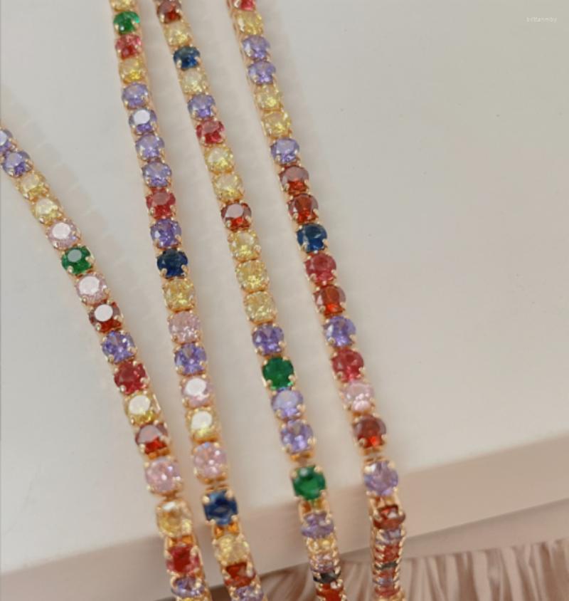 

Necklace Earrings Set European And American Style Gold Plated Mixed Color Zircon Inlay Bracelet Women's Jewelry, Picture shown