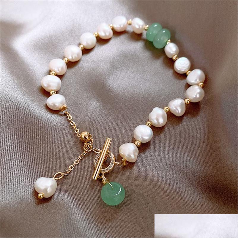 

Charm Bracelets Elegant Baroque Pearl For Women Flower Irregar Natural Stone Freshwater Beaded Bracelet Jewelry Pserascharm Drop Deli Dh78L