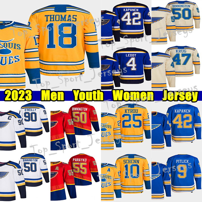 

#18 Robert Thomas Reverse Retro hockey jersey #25 Kyrou #50 Binnington Ryan O'Reilly Brayden Schenn Colton Parayko Wayne Gretzky Torey Krug Pavel Buchnevich jerseys, Light blue women
