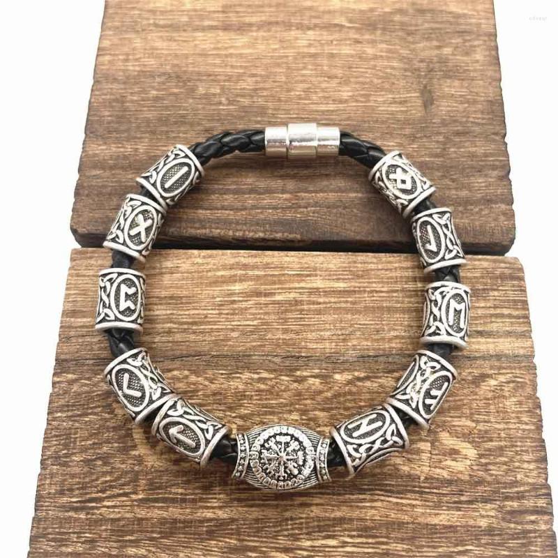 

Bangle Nostalgia Norse Runic Runes Beads Jewelry Viking Bracelet Men Retro Vikings Accessories Bangles Drop