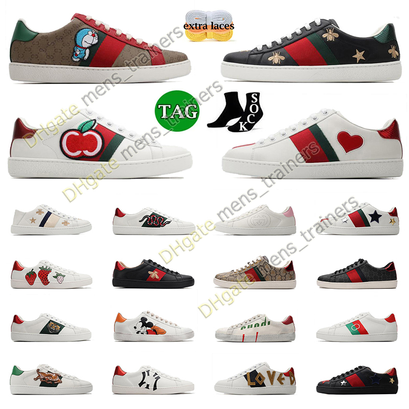 

New Men Women Designer Low Ace Bee Casual Shoes Sneakers Snake Tiger Embroidered White Red Flower Stripes Sneaker Unisex Walking Blazer Platform Trainers, # (22)