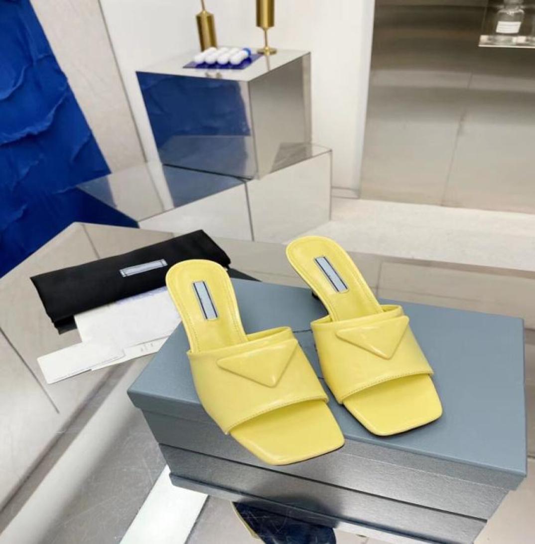 

Spring early pop rubber high heel slippers 6 5cm thick platform powder green black white outdoor square head cool mop box 3549611417, Yellow