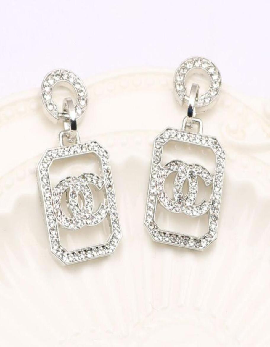 

2Colors Designer Earrings Ear Stud Designers 18K Gold Plated Brand Letters Fashion Women Crystal Rhinestone Earring Wedding Party 5767905