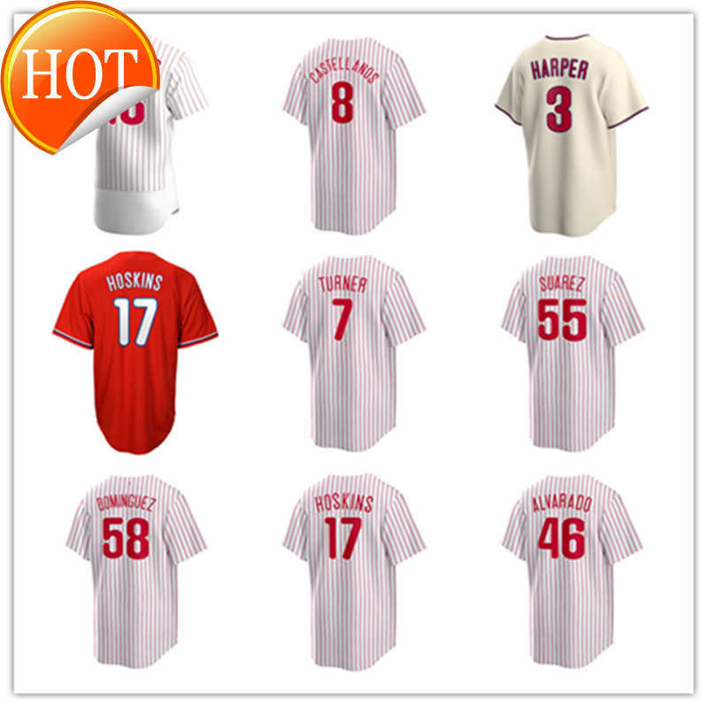 

Philadelphia Custom Phillies Jersey 8 Nick Castellanos 7 Trea Turner 3 Harper 17 Rhys Hoskins Ranger Suarez Seranthony Dominguez Jose Alvarado Baseball Jerseys, Color