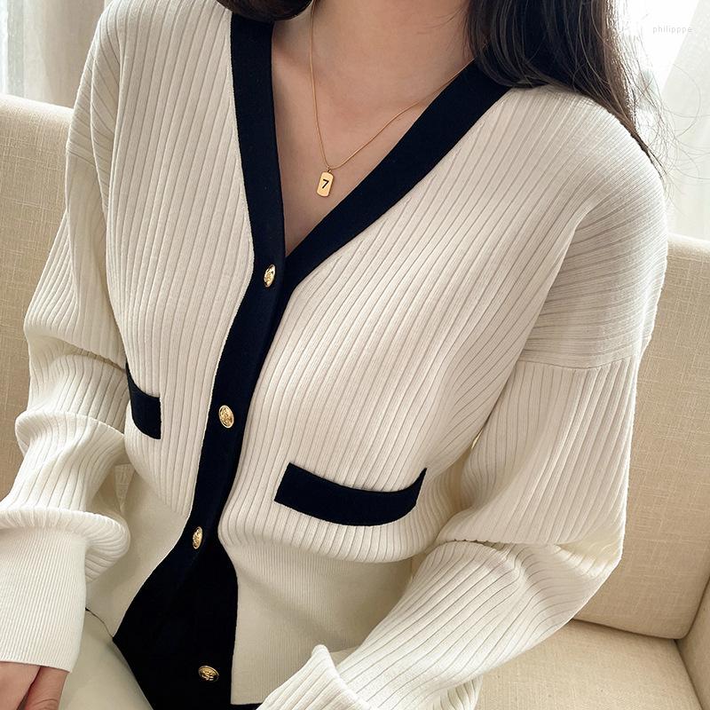 

Women's Knits Oversized Sweater Retro Thin V-neck Long Sleeve Sweaters Loose Fit Tops Solid Cardigan 2023 Autumn/Winter Fashion Womens, Black