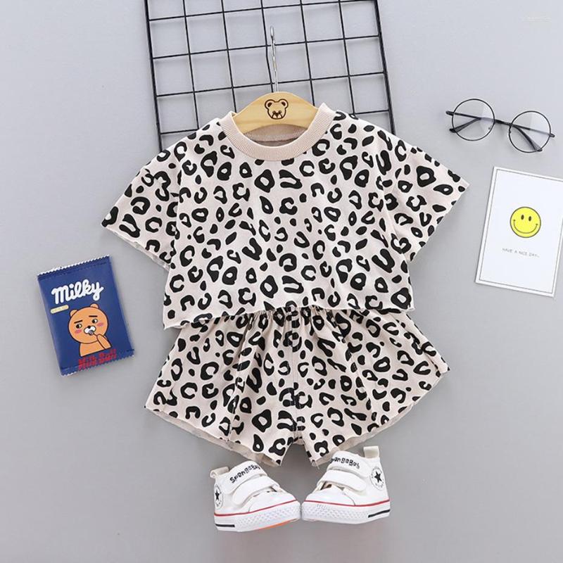 

Clothing Sets Girls Summer Clothes Leopard Pattern Costume For Tshirt Short Girl Toddler Tracksuit Kids, Y498181-1