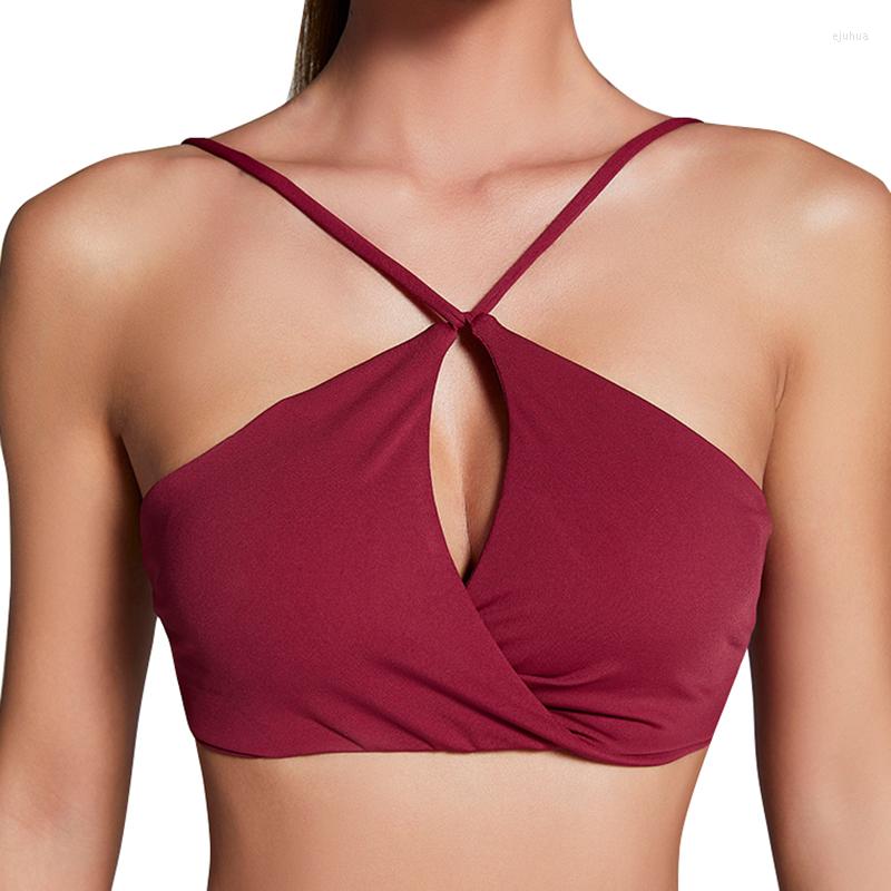 

Yoga Outfit Women Compression Soft Quick Dry Lightweight Twist Supportive Sports Bra Sexy Cross Gym Fitness Running Exercise, Yellow