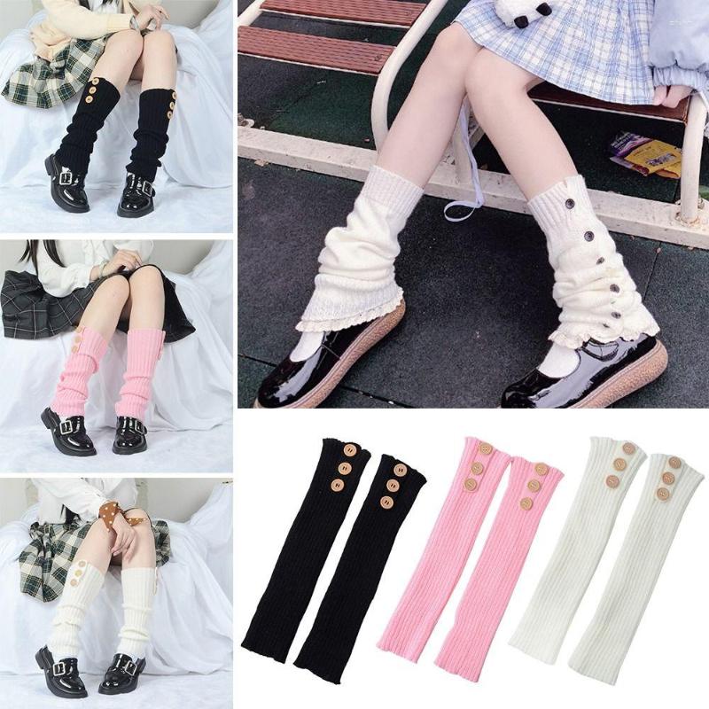 

Women Socks Dance Leg Protector Lolita Over The Knee Knitted Warmers Matching Pile Boot Stockings Cuffs Leggings, Black-style1