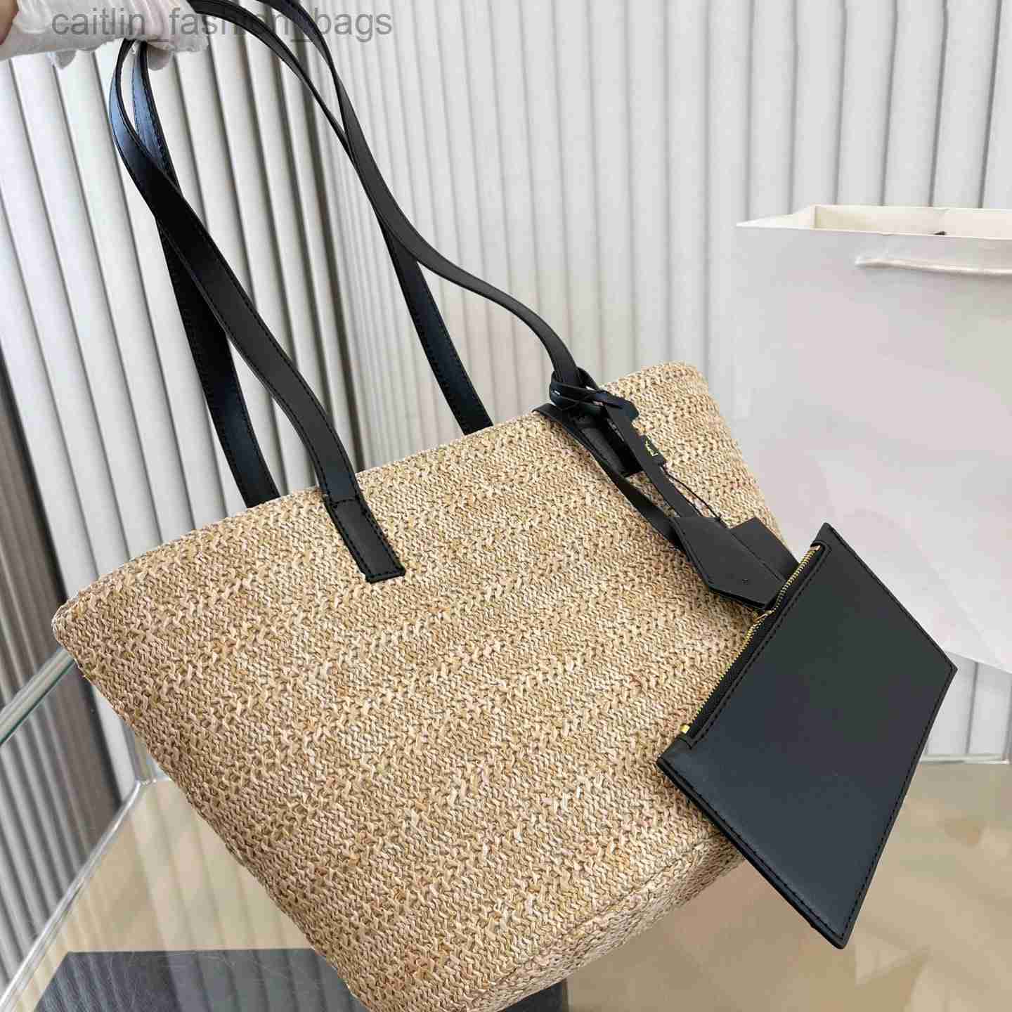 

Evening Bags Designer Straw bag handbags fashion luxury beach vacation women one-shoulder messenger bags with fashionable, Black1