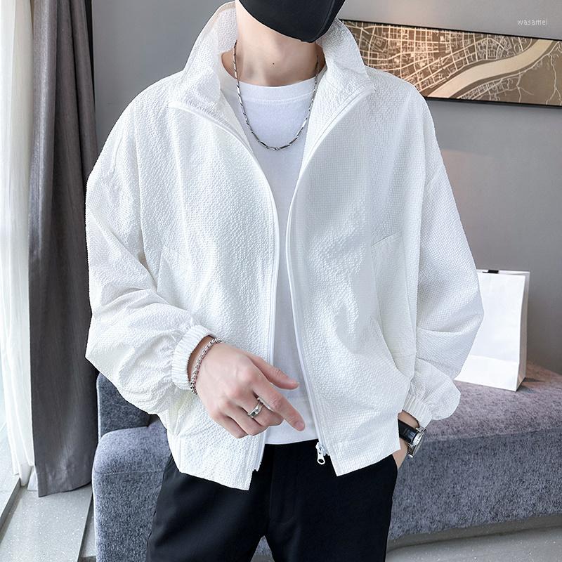 

Men's Jackets Summer Thin Jacket Men Slim Fit Fashion Casual Baseball Mens Streetwear Korean Loose Bomber Short Coat -2XL, Green