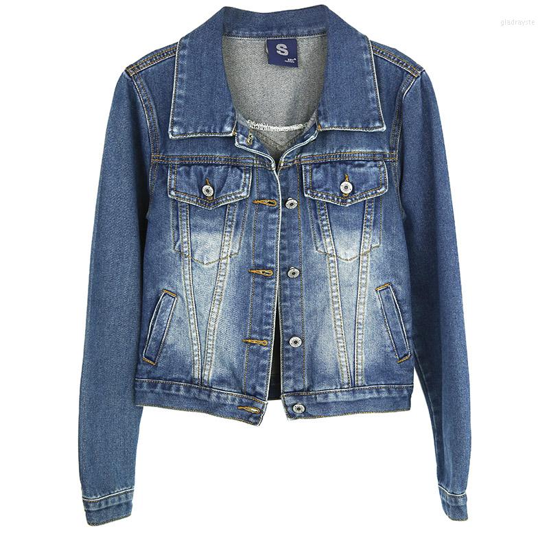 

Women' Jackets Spring And Autumn Cute Lapel Denim Jacket 2023 Women Short Jeans Coat Girl' Korean-style Slim College Style, Light blue