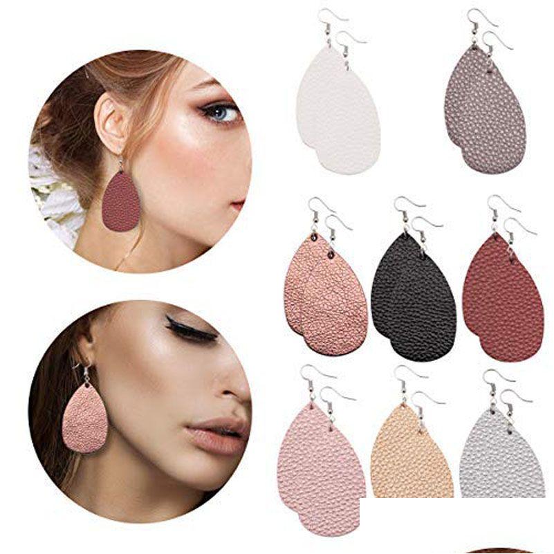 

Charm Fashion Pu Leather Oval Earrings Statement Colorf Teardrop Earring Jewelry Gifts For Women Girls Drop Delivery Dh62H