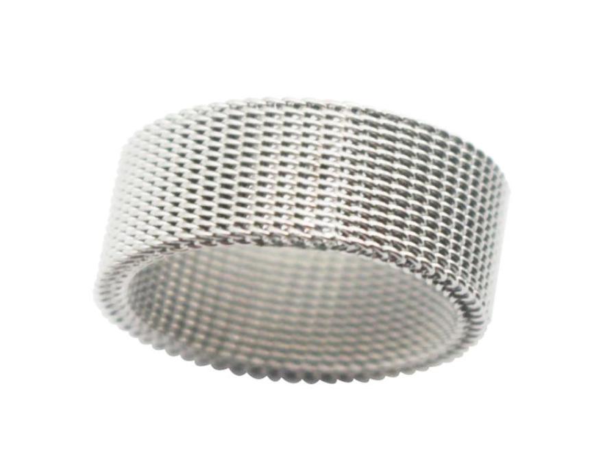 

Mesh Ring 10mm wide Silver Color Stainless Steel Ring Women Men Ring Size Fashion Jewelry Accessories Band Strap1541182