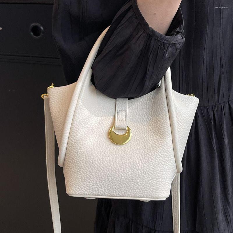 

Evening Bags Vintage Simple Bucket Crossbody Bag For Women 2023 Designer Luxury Handbag Fashion Lady PU Leather Shoulder, Beige