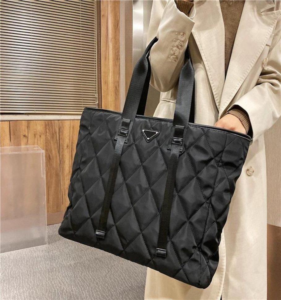 

Duffel Bags Luxury Designer Women039s Big Tote Bag Rhombus Check Shoulder Large Capacity Ladies Handbags Nylon Shopper 2 Colors7272626, Sky blue