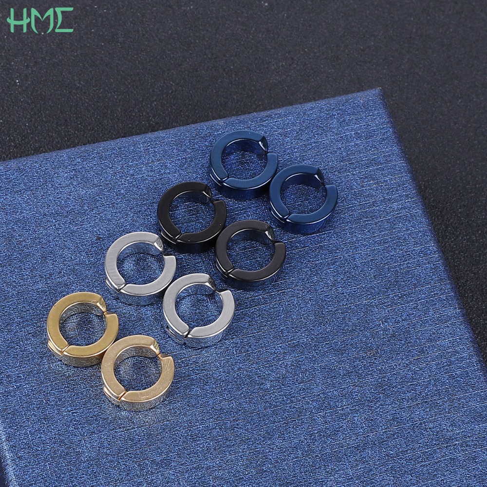 

1Pc Simple No Piercing Earrings Titanium Steel Clip-on Fake Earring Round Ear Clip For Women Men Punk Party Fashion Sexy Jewelry