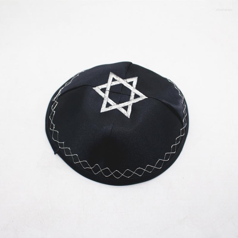 

Berets Jewish Kippah Hat Yarmulke Kippot Kipa David Star, Black