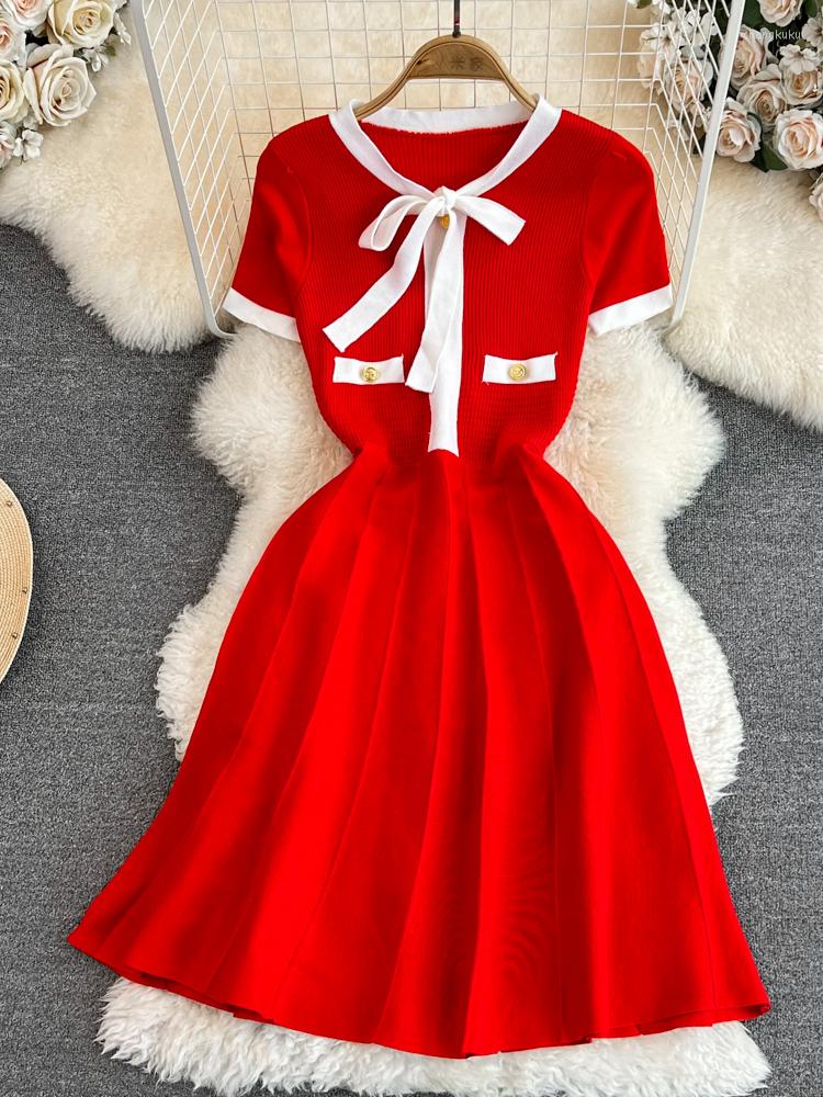

Party Dresses Aibeautyer Vintage Spring Summer Solid Slim Button Short Lady Dress A Line O Neck Chiffon Pullover Mid-Calf Women, Black