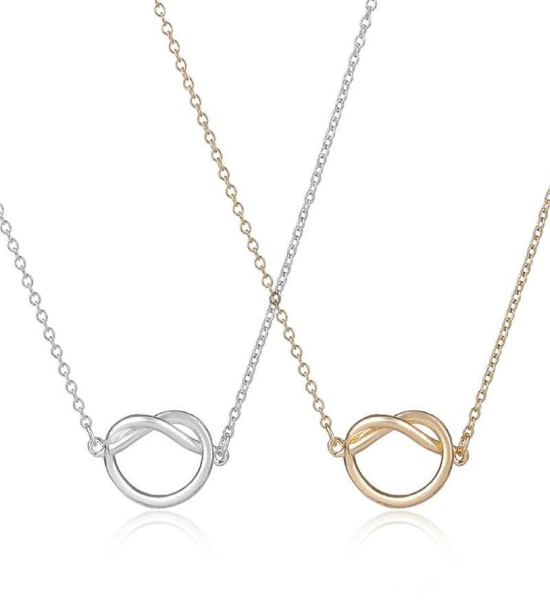 

Fashion knot pendant necklace silver plated Collarbone chain knot necklaces for women1494849