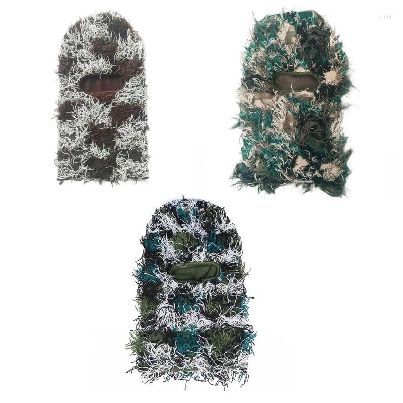 

Berets Shiesty Mask Balaclava Distressed Fuzzy Knit Full Face Ski Camouflage, Brown