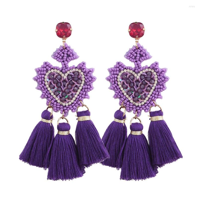 

Dangle Earrings Charm Crystal Beads Statement Drop For Women Vintage Design Wedding Jewelry Lady Tassel