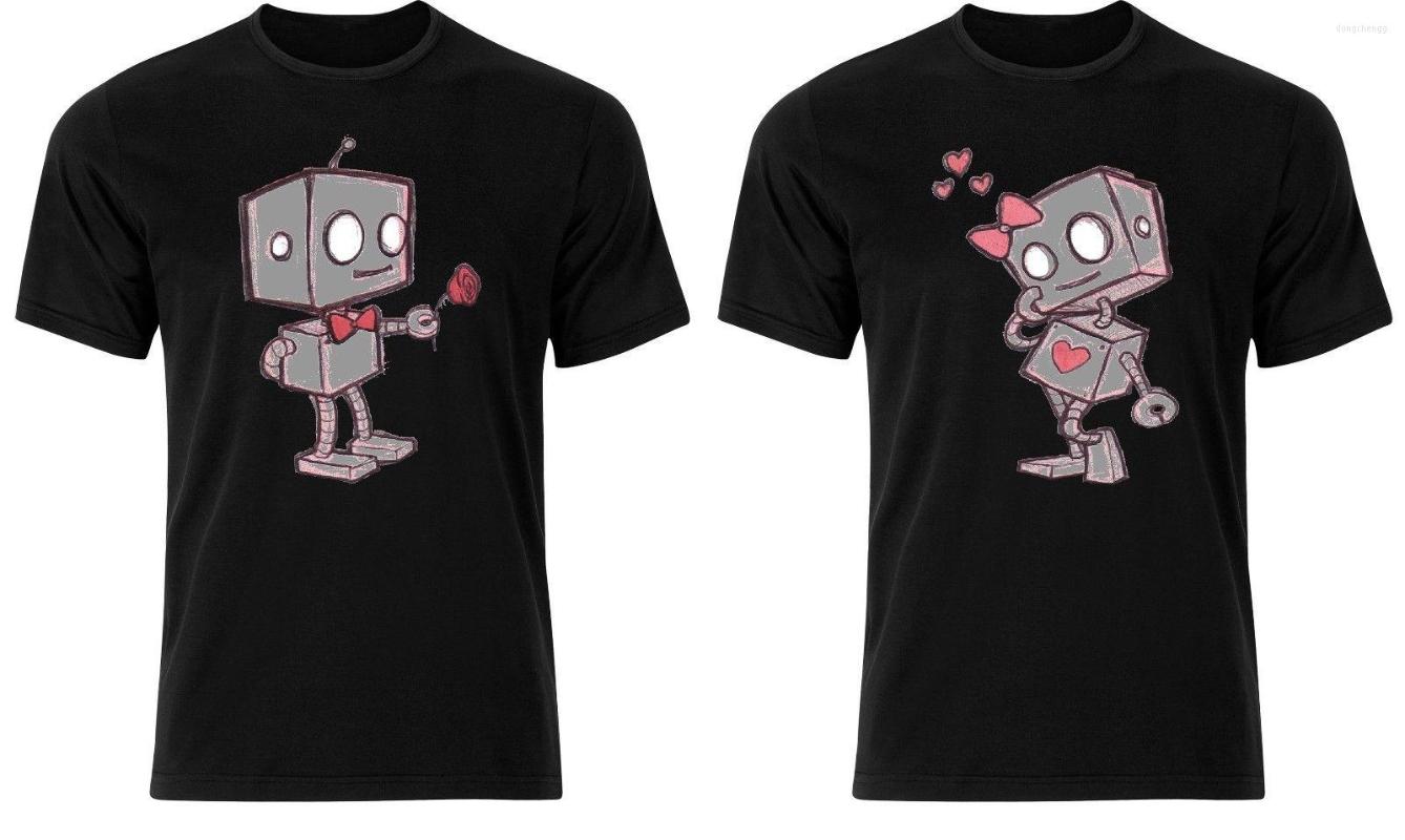 

Men' T Shirts Robot Lovers Valentine Feb 14 Rose Heart Couples Matching Tee Shirt Top Cartoon Men Unisex Fashion Tshirt Loose Size, New shirsx310253