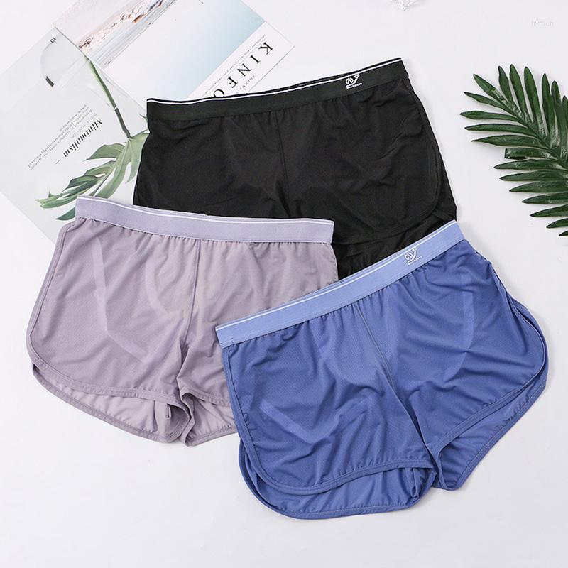 

Men's Shorts Summer Ice Boxer For Men Mesh Transparent Home Panties Man Pajama Pants Quick Drying Sports Fitness Hip Lifting Underwear, Light purple