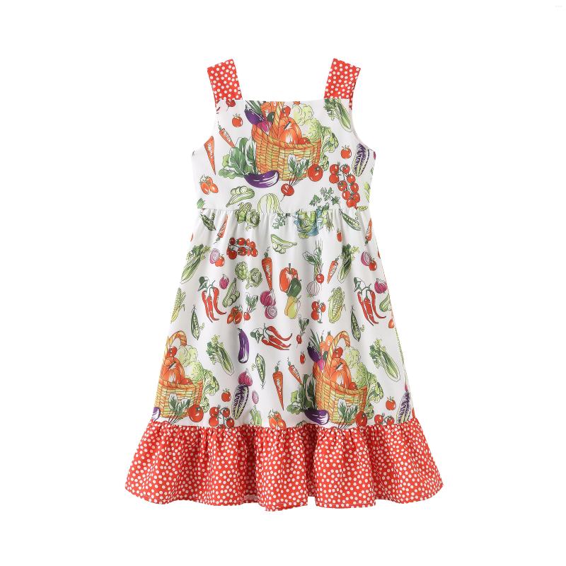 

Girl Dresses 2023 Summer Selling Children's Party Girls Vegetables Print Princess Birthday Baby Frocks Costume Sleeveless Dress, Gdl765