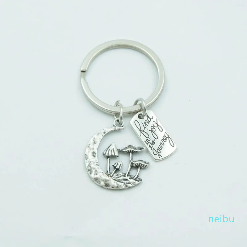 

Wholesale Keychains Find Joy In The Journey And Crescent Natural Mushroom Key Chain