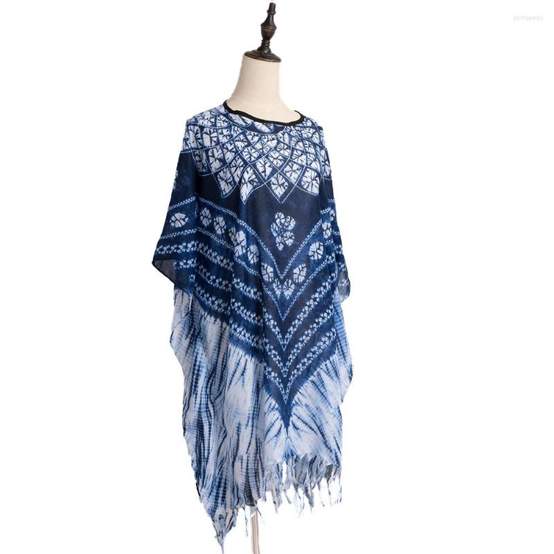 

Scarves 2023 Est Women Vintage Ombre Pattern Shawls Wraps Bohemian Poncho