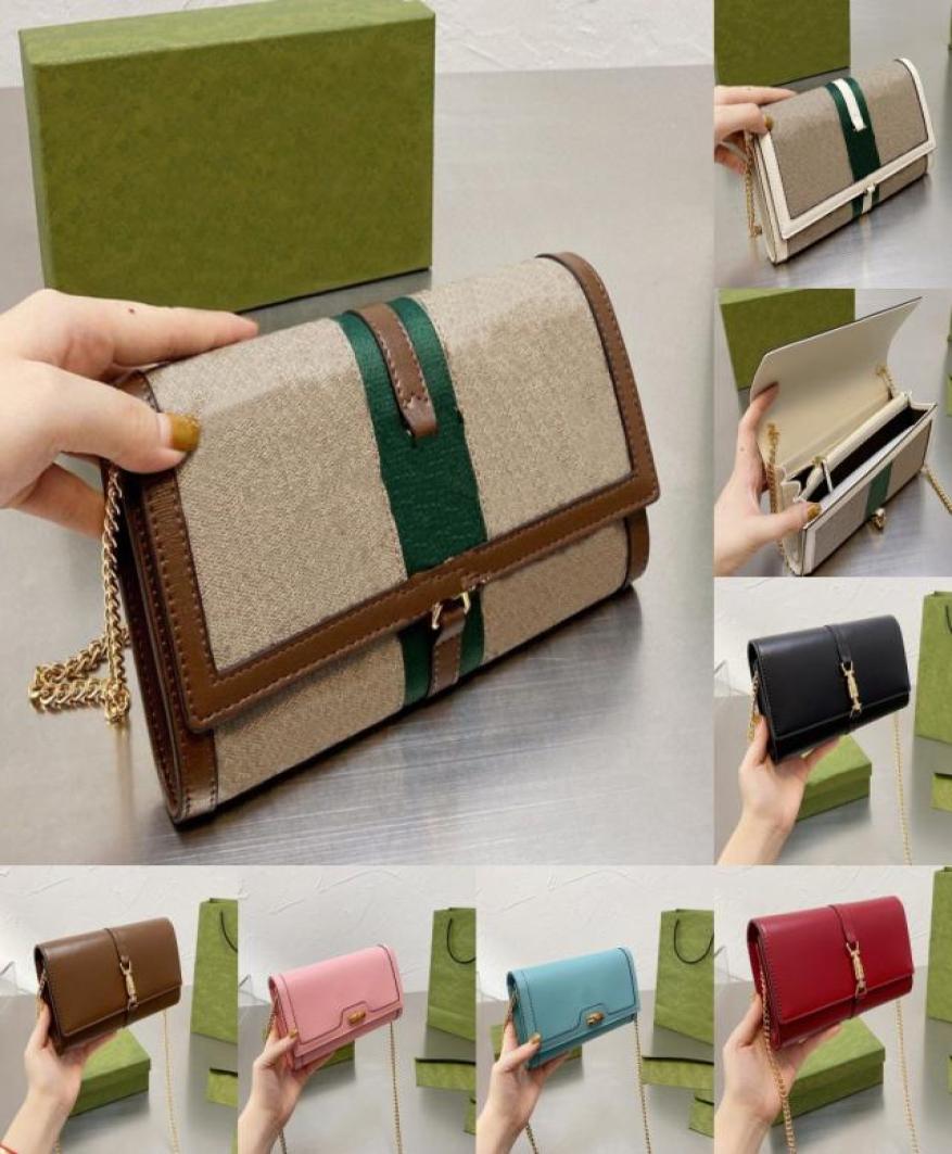 

Designer Women Long Wallets On Chains Shoulder Bags 1955 Leather Clutch Man Luxury Brand 1961 Chain Canvas Wallet In White Woman L7123271, Orange