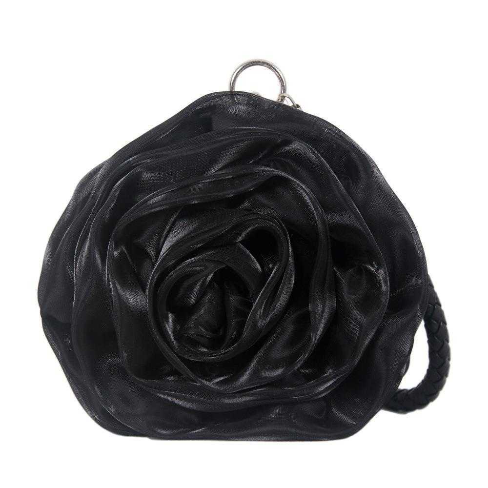 

Three Dimensional Satin Flower Dinner Bag Evening Dress Garment Bride Wedding Lipstick Change Small Handbag, Sky blue