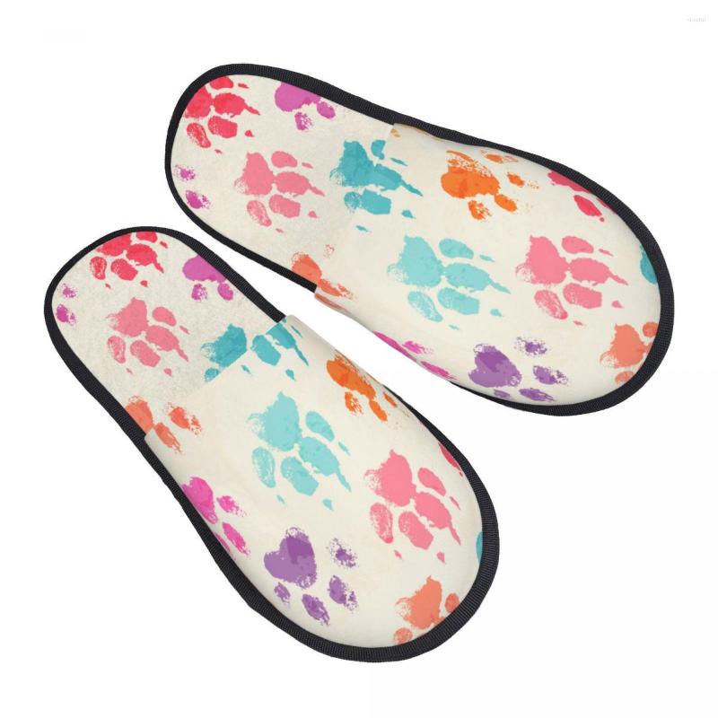 

Slippers Men Women Plush Indoor Colorful Dogs Paws Warm Soft Shoes Home Footwear Autumn Winter 2023, Black