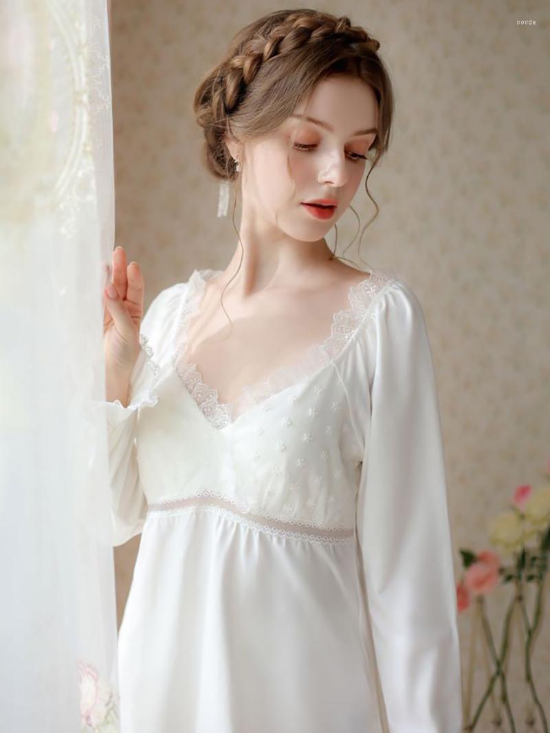 

Women's Sleepwear Vintage Pajamas Women Sweet Cotton Sexy Lace Long Sleeve Sleep Tops Bottoms Pajama Sets With Chest Cushion Princess, Pink