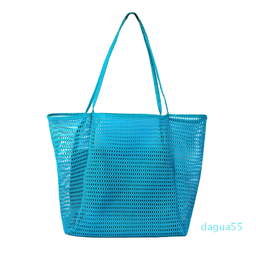 

Beach bag mesh shoulder bag ladies hand washing swimming clothes storage bag, Blue