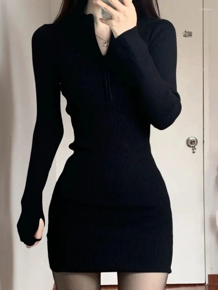 

Casual Dresses Black Bodycon Knitted Dress Women Sexy Wrap Slim Short 2023 Autumn Fall Solid Outfits Robes Femlae, Beige