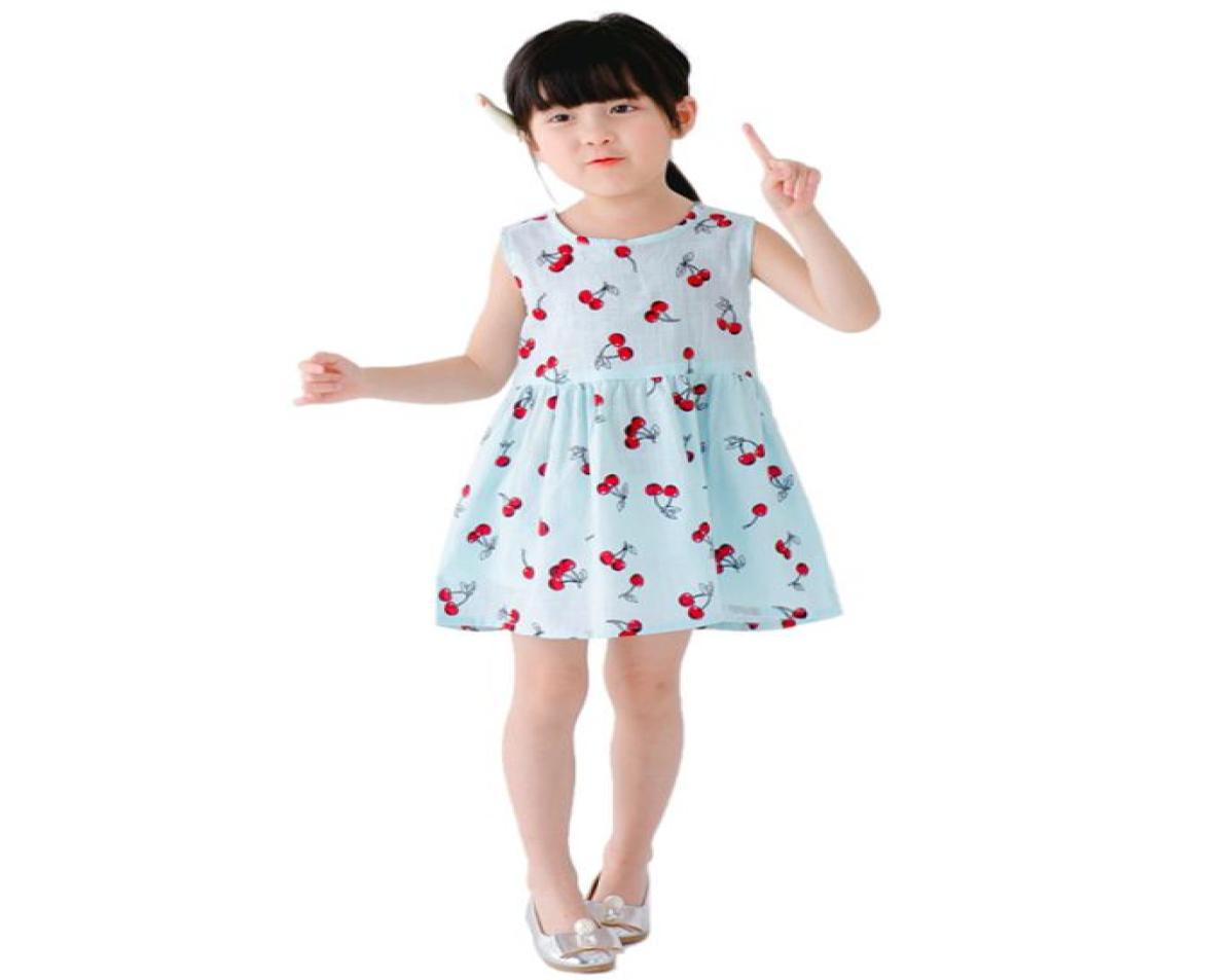

Princess Girls Dress Costume Cherry Print Clothes for Kids Baby Sleeveless ALine Dresses Girl Children Christmas Party Clothing3294417, Red