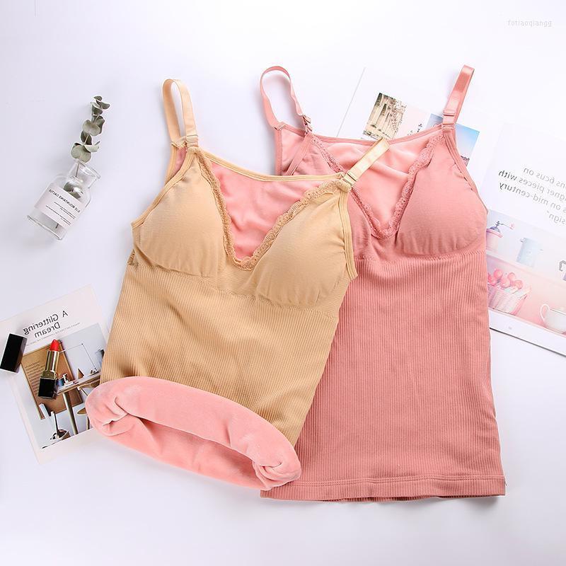 

Women's Tanks 2023 Autumn Winter Women Lace Patchwork Warm Thick Velvet Camis Female Slim Sleeveless V Neck Vest Bottoming Tops A936, Black