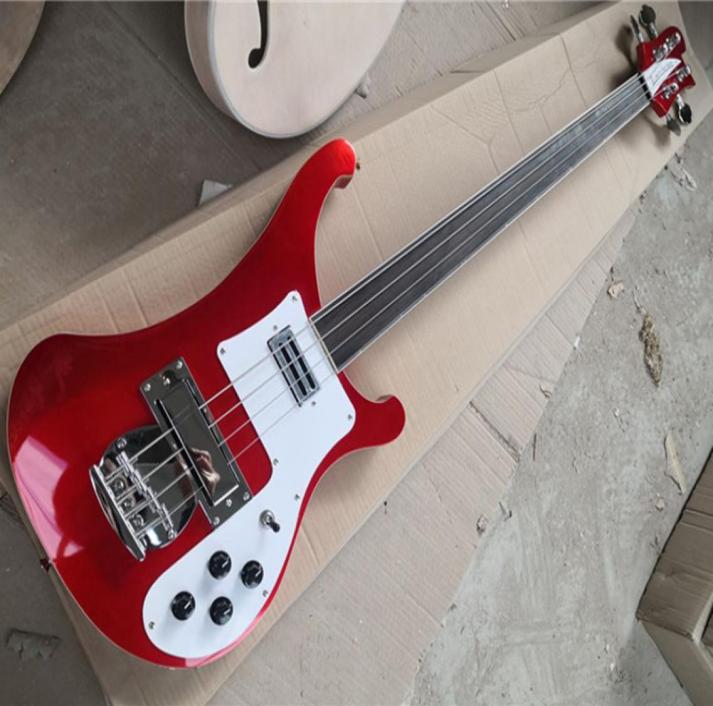 

45 strings Fretless Rosewood Fingerboard Electric Bass Guitar with Golden BindingChrome hardwareWhite Pickguardoffer customize1597382