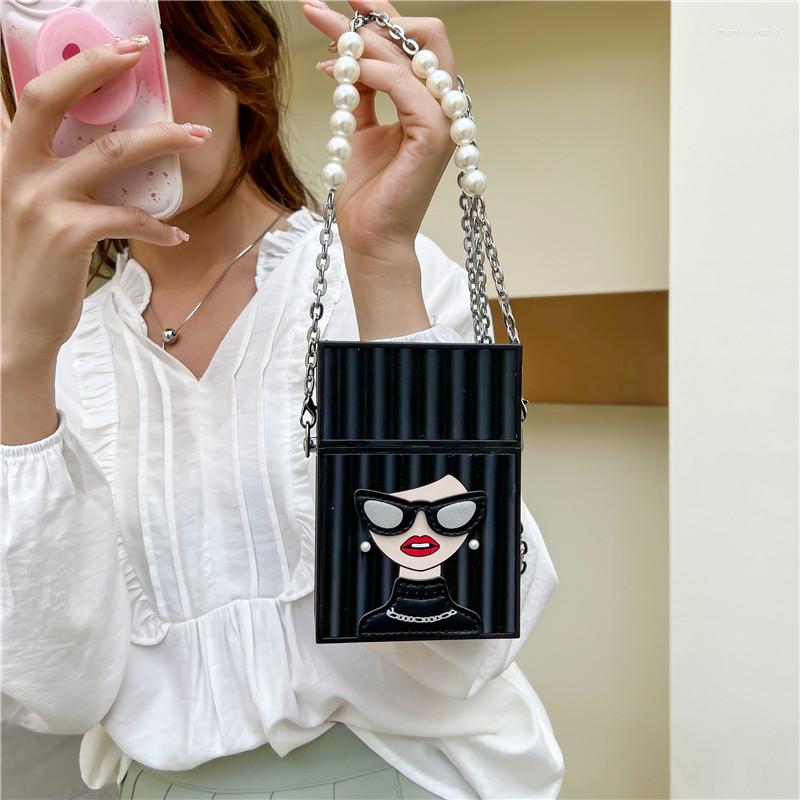 

Evening Bags Brand Beauty Box For Women High Quality Chain Shoulder Bag Summer Mobile Designer Purses Crossbody Cute Diner, Black shoulder bag