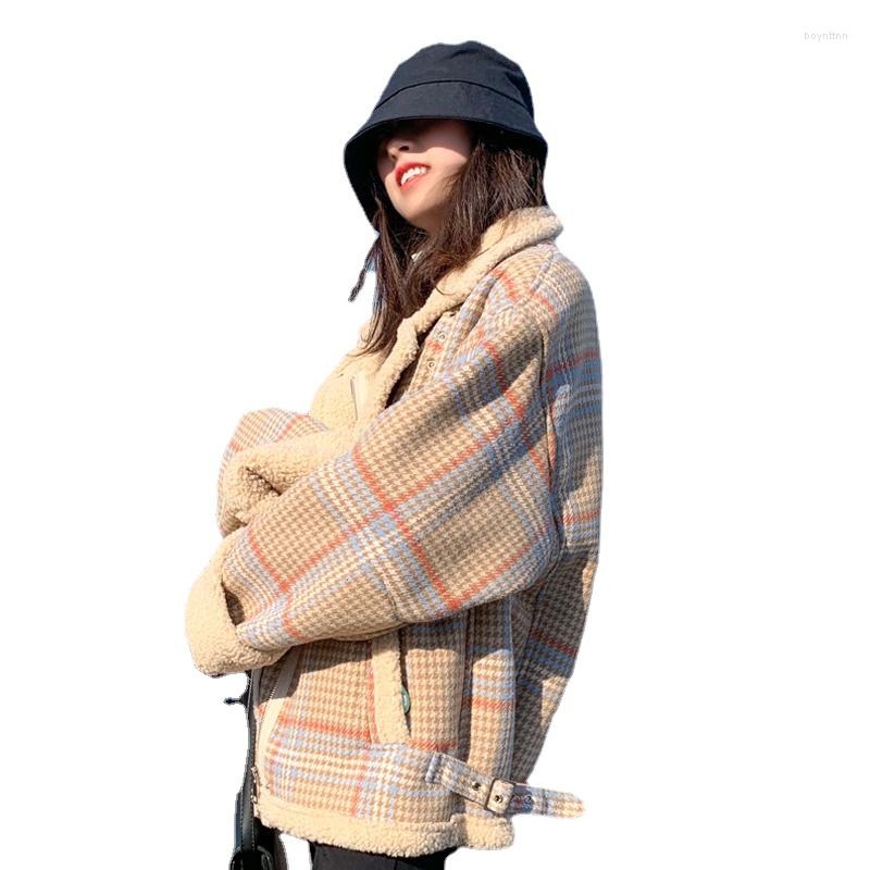 

Women's Down Coat Female Cashmere Short Off-season Cotton Padded Jacket Korean Loose Style Plus Size Winter Harajuku, Beige