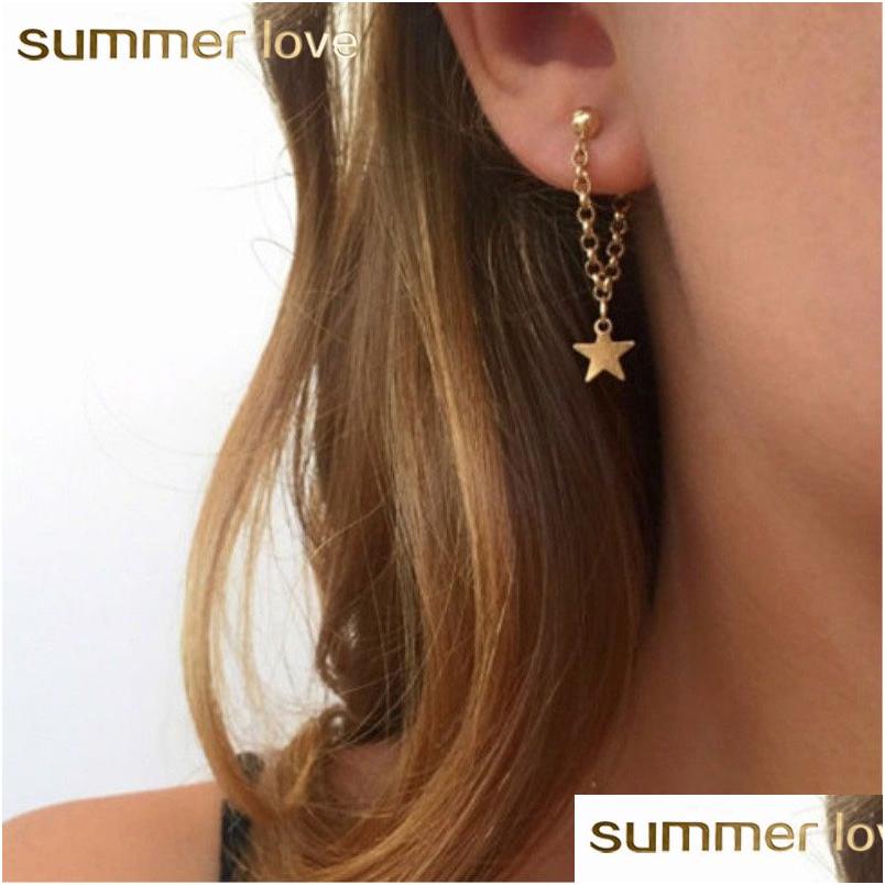 

Dangle Chandelier Tassel Star Design Earrings Gold Color Chain Angle Long Statement Ear For Women Elgant Girls Wholesale J Dhc9U