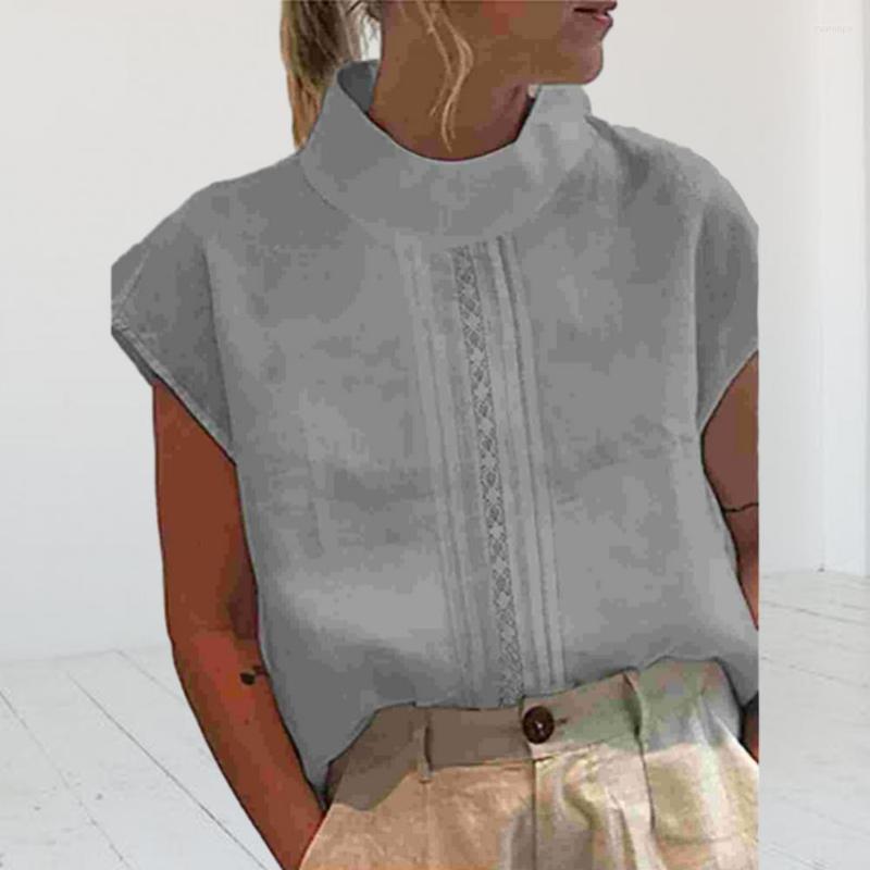 

Women's Blouses Pullover Tops Trendy Thin Lace Stitching Women Solid Color Shirt Top Streetwear Vintage Blouse, White
