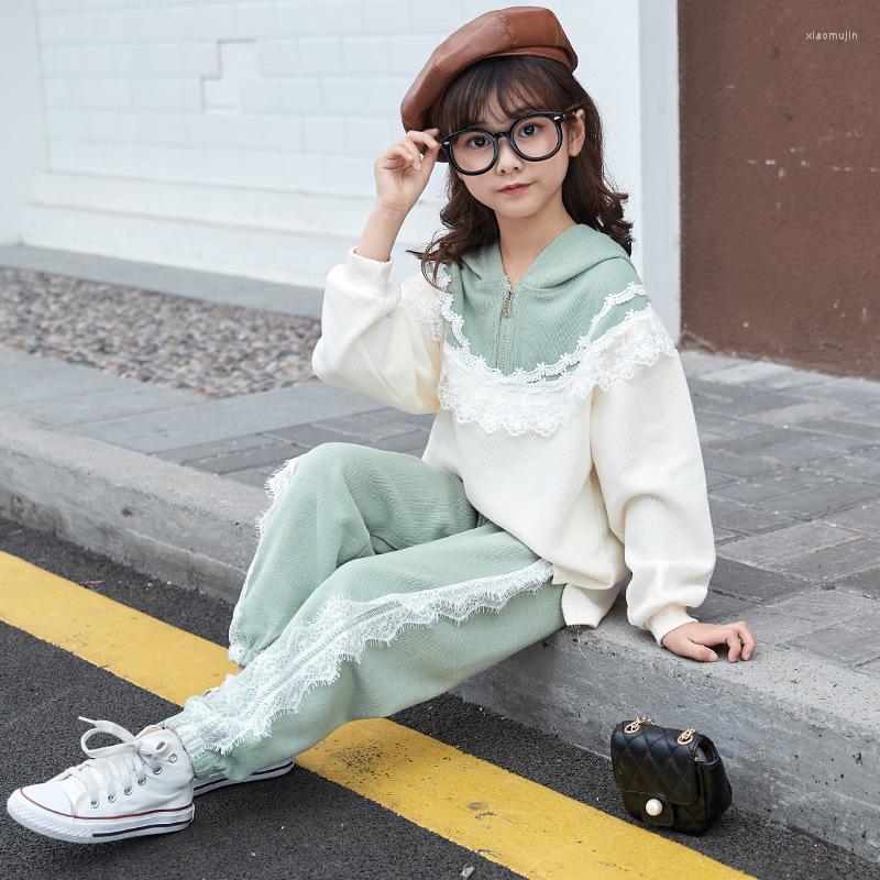 

Clothing Sets Menoea Teenager Girls Autumn 2023 Sports Suits Fashion Lace Sweatshirt Top Casual Pants 2pcs Set For 4-13Year, Ah3610khaki