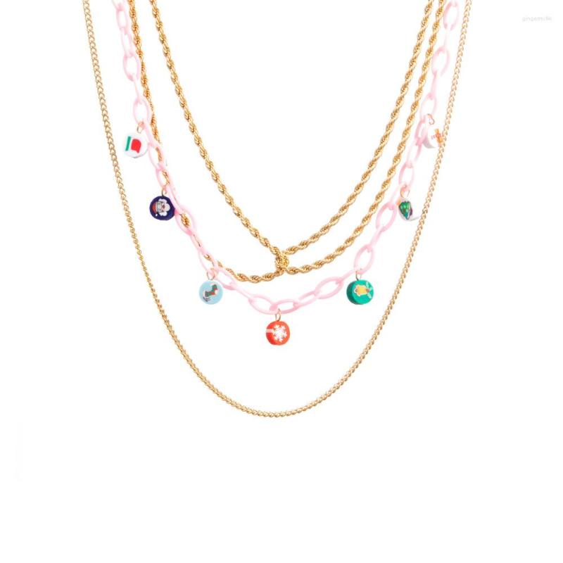 

Chains Santa Claus Multi-layer Ladies' Polymer Clay Pendant Necklace For Women Fashion Christmas Cartoon Direct Sale