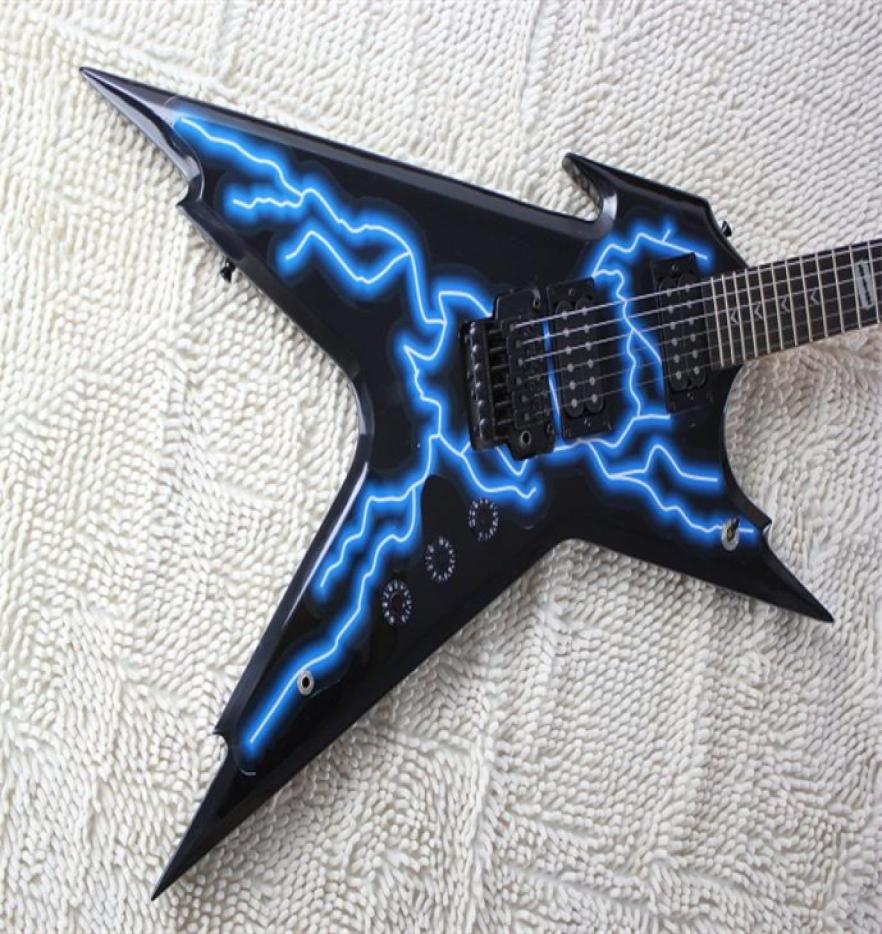 

High quality razorback electric guitar China OEM lightning graphics top guitar can be customized for the left hand4764920